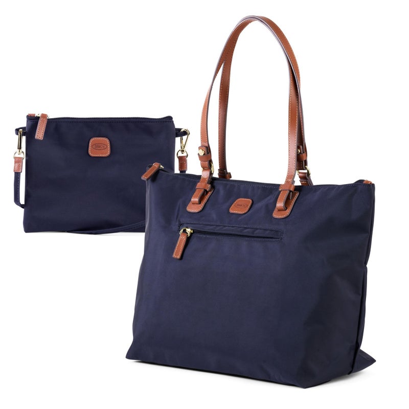 Bric's X-Collection Sportina Large 3-in-1 Tote Bag - Water-Resistant Recycled Nylon Travel Carry-On Bag with Adjustable Strap and Luggage Pass-Through - Detachable Pouch Included - Navy - Image 1